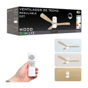 Dimmable CCT Ceiling Fan Ø132cm (Wood)