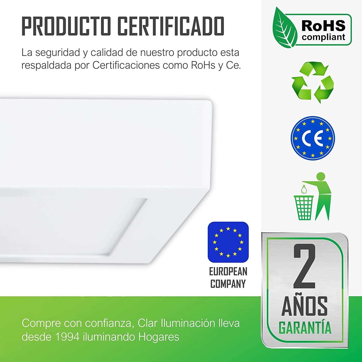 Downlight LED Superficie Cuadrado 20W 1600lm.