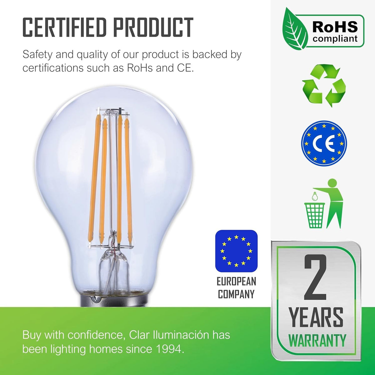 Bombilla LED E27 Filamento 10W A60