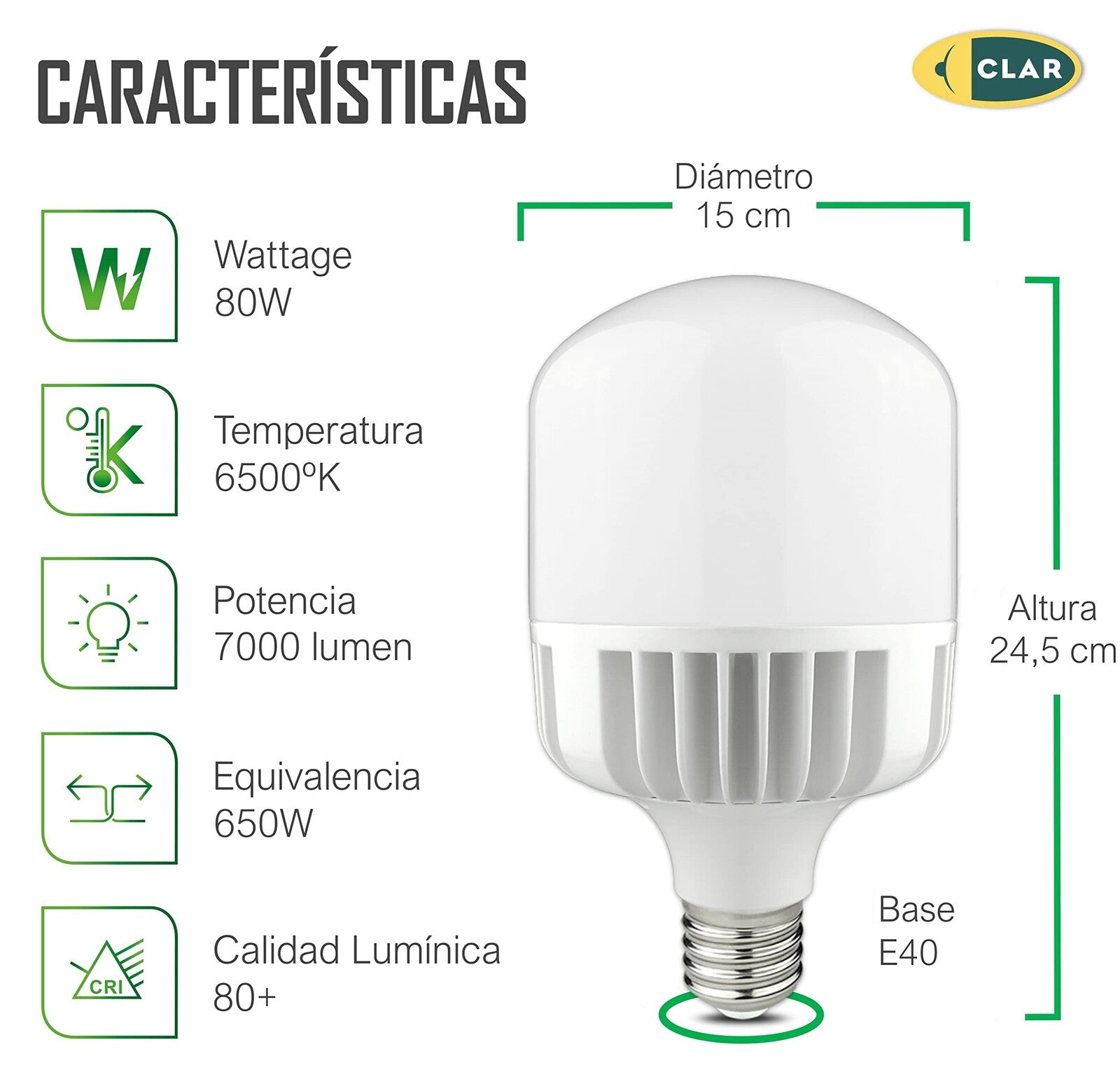 Bombilla LED E40 80W Industrial