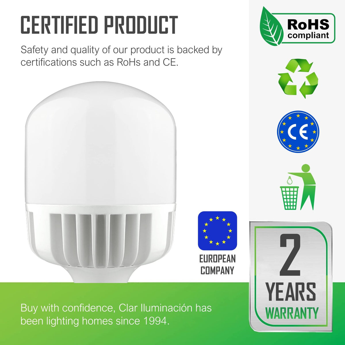 Bombilla LED E40 80W Industrial
