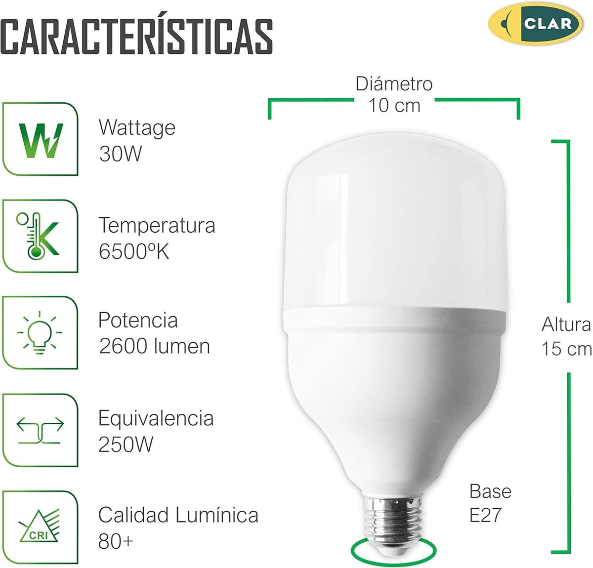 Bombilla LED E27 30W Industrial