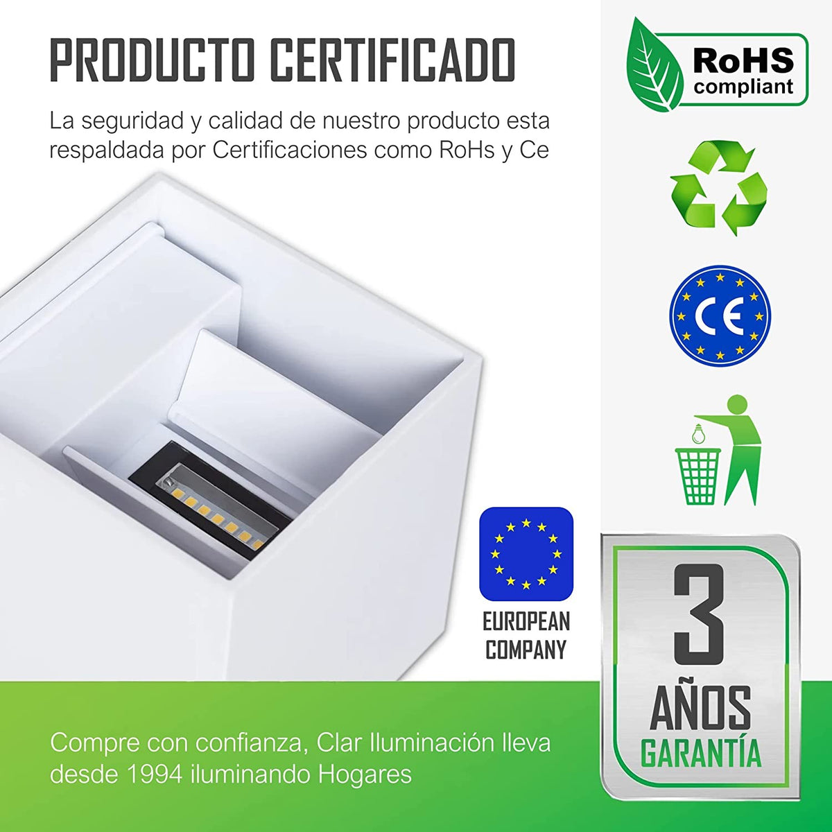 Aplique de Pared Exterior 12W Blanco CCT