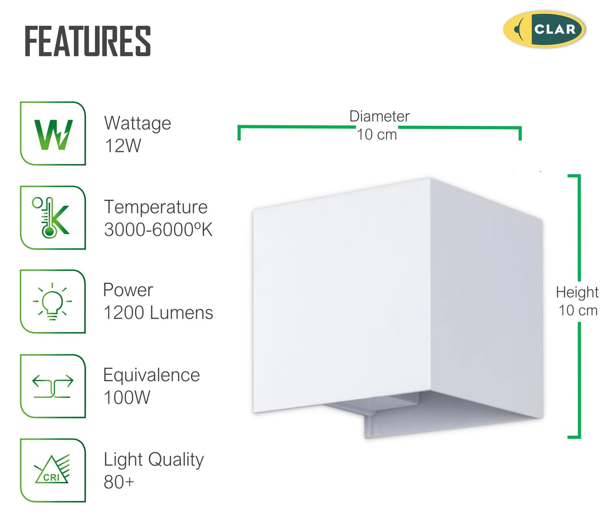 Aplique de Pared Exterior 12W Blanco CCT
