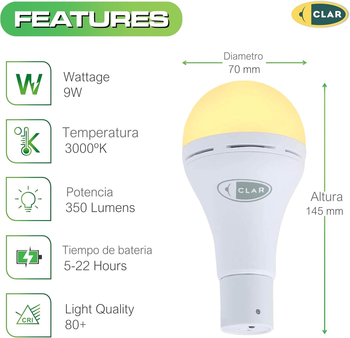 Lampadina Ricaricabile por USB y con Pannello Solare 9W