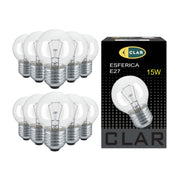 Bombilla Esférica E27 Clara Incandescente 15W