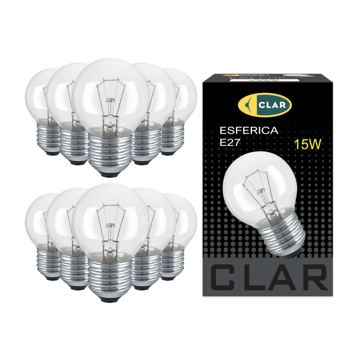 Bombilla Esférica E27 Clara Incandescente 15W