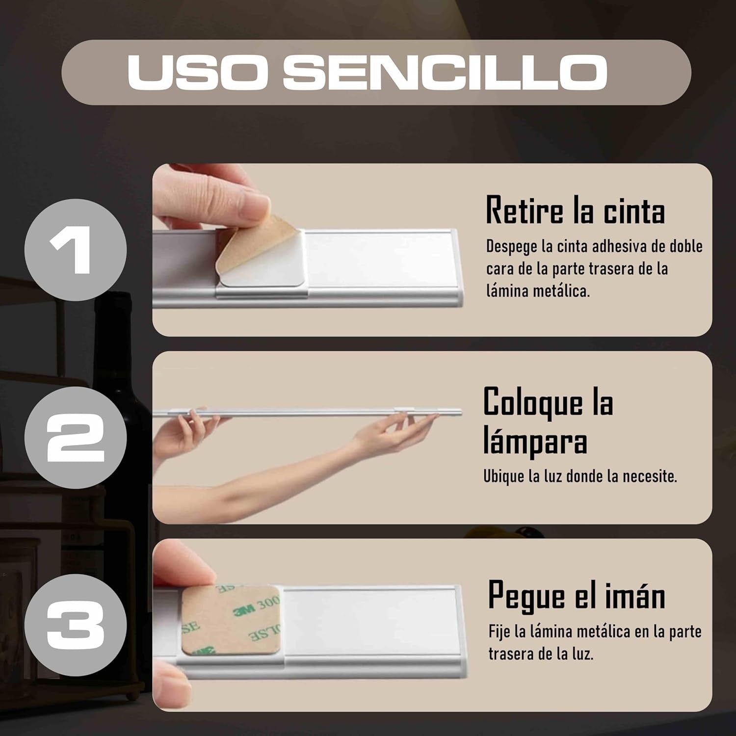 Luces Para Armarios Interiores, Luz LED Magnética Con Sensor De Movimiento,30 Cm