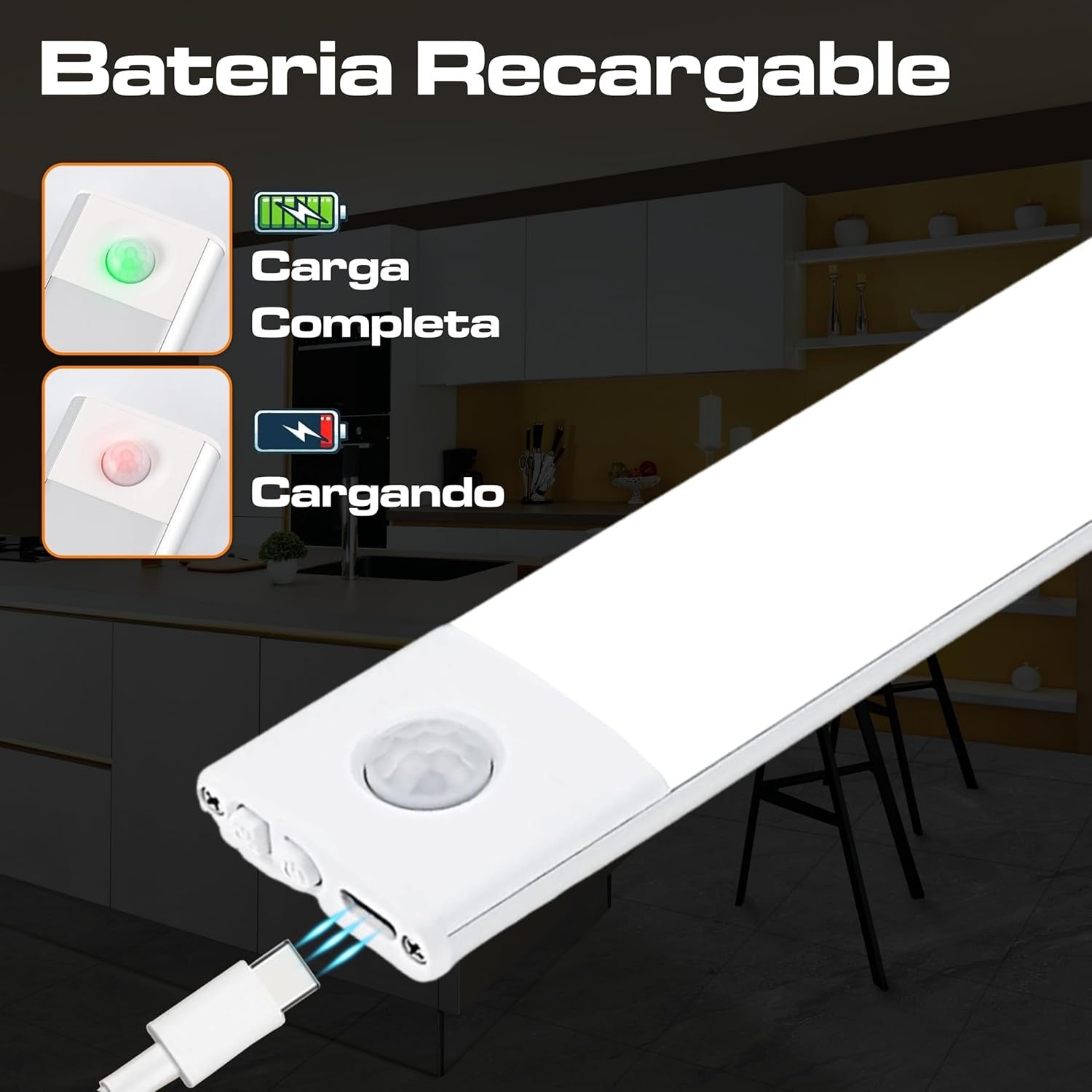 Luces Para Armarios Interiores, Luz LED Magnética Con Sensor De Movimiento,30 Cm