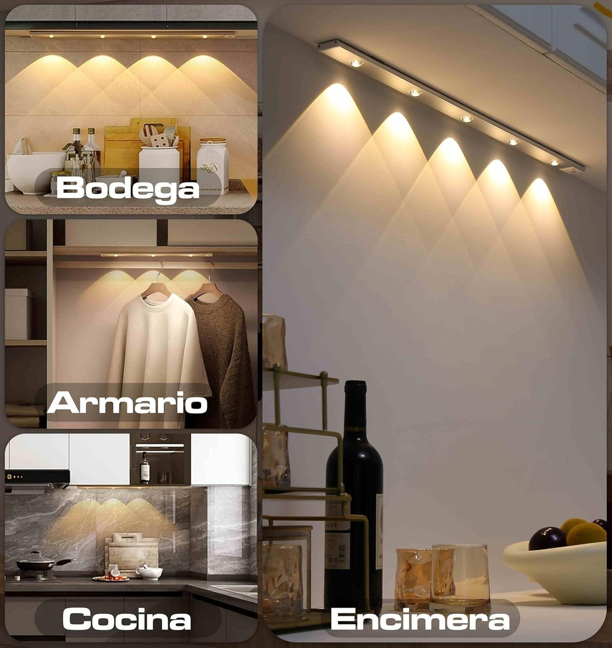 Luces Para Armarios Interiores, Luz LED Magnética Con Sensor De Movimiento,60 Cm
