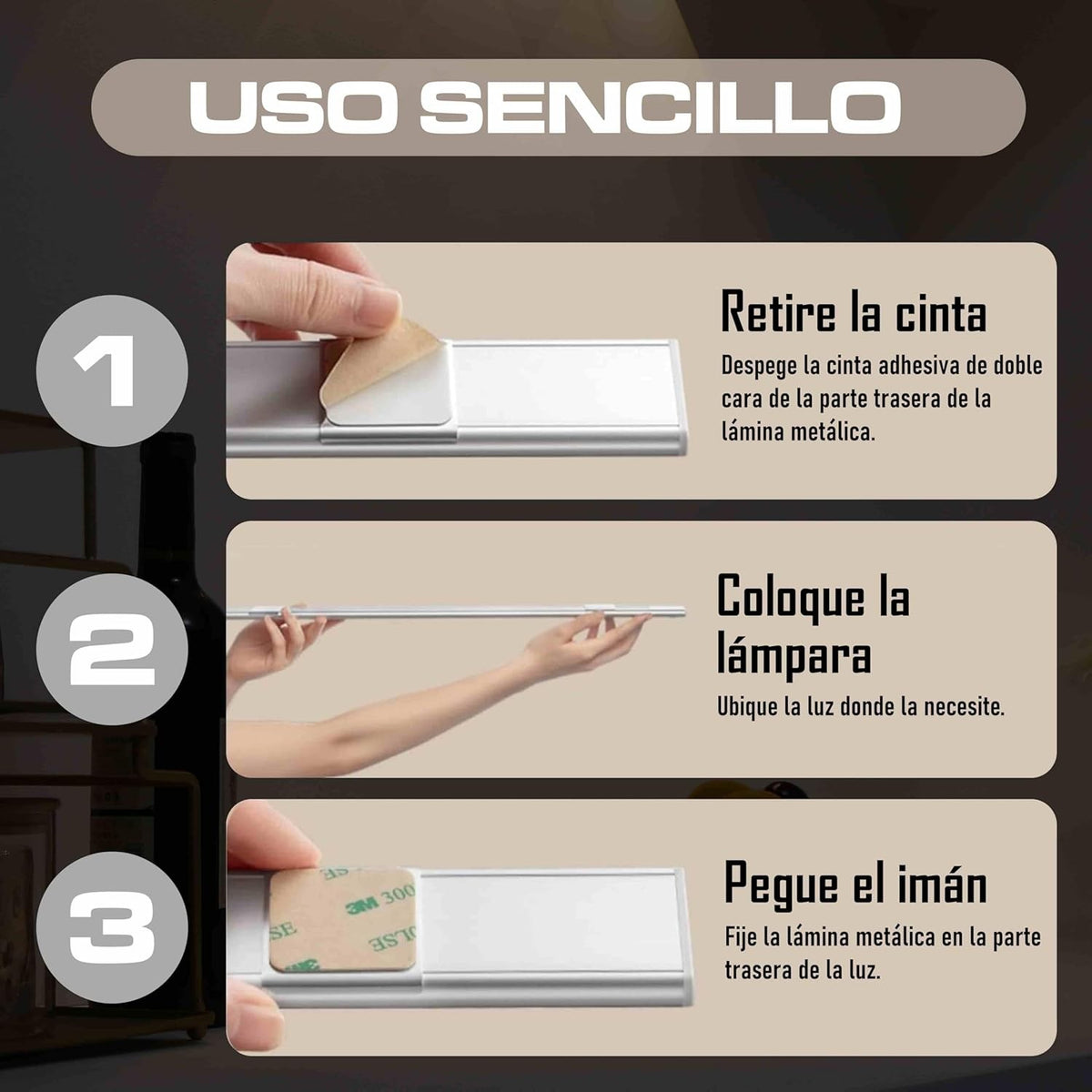 Luces Armarios Con Sensor Sin Cable, Luces LED Armario, Luces Para Armarios Interiores,30 cm