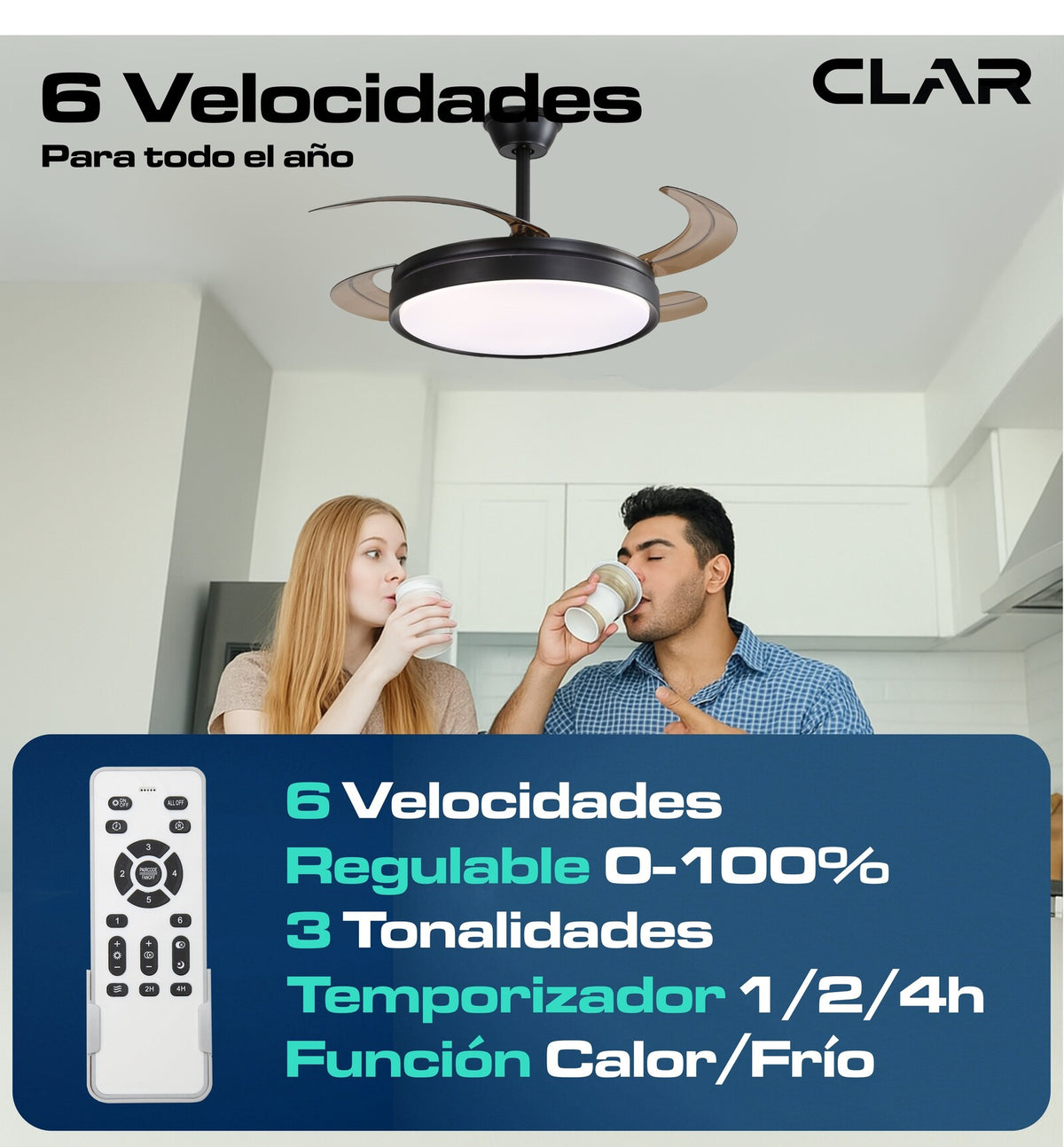 Ventilador de Techo Regulable CCT (Negro)