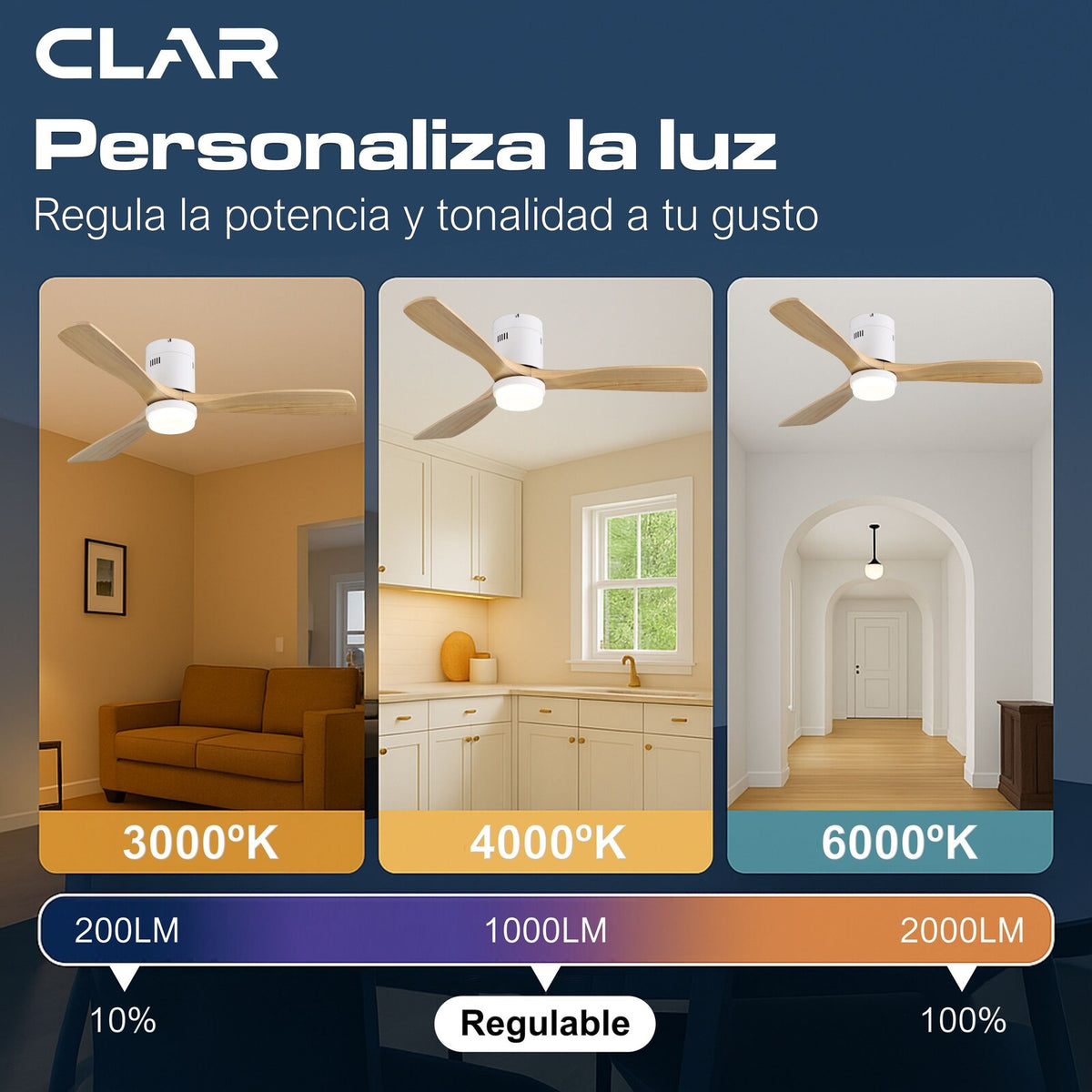 Ventilador de Techo Regulable CCT (Wood)