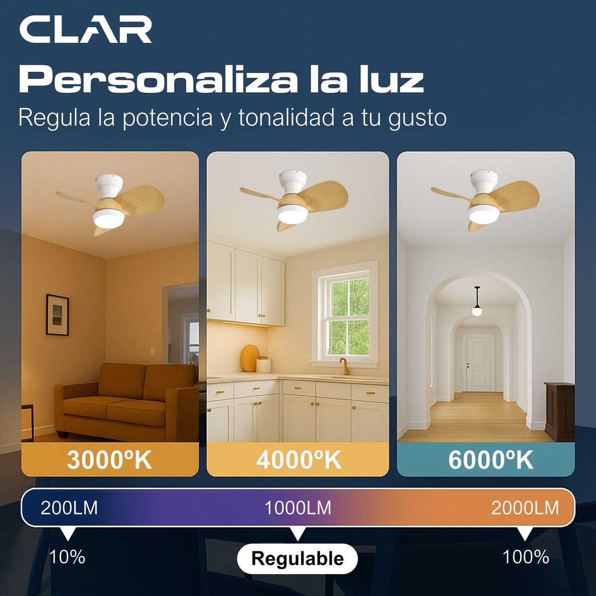 Ventilador de Techo Regulable CCT (Wood)