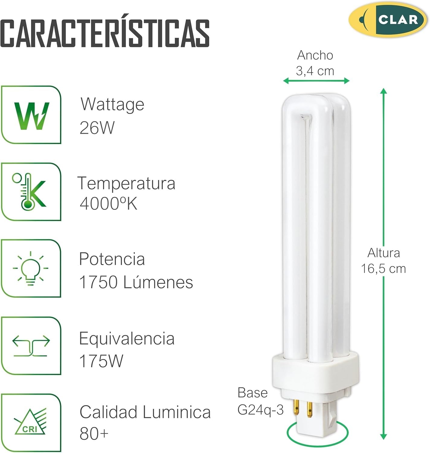Bombilla Fluorescente Gemini D/E 26W G24q-3