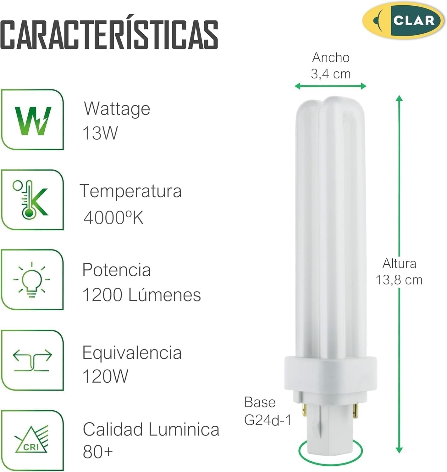 Bombilla Fluorescente Gemini D/E 13W G24d-2