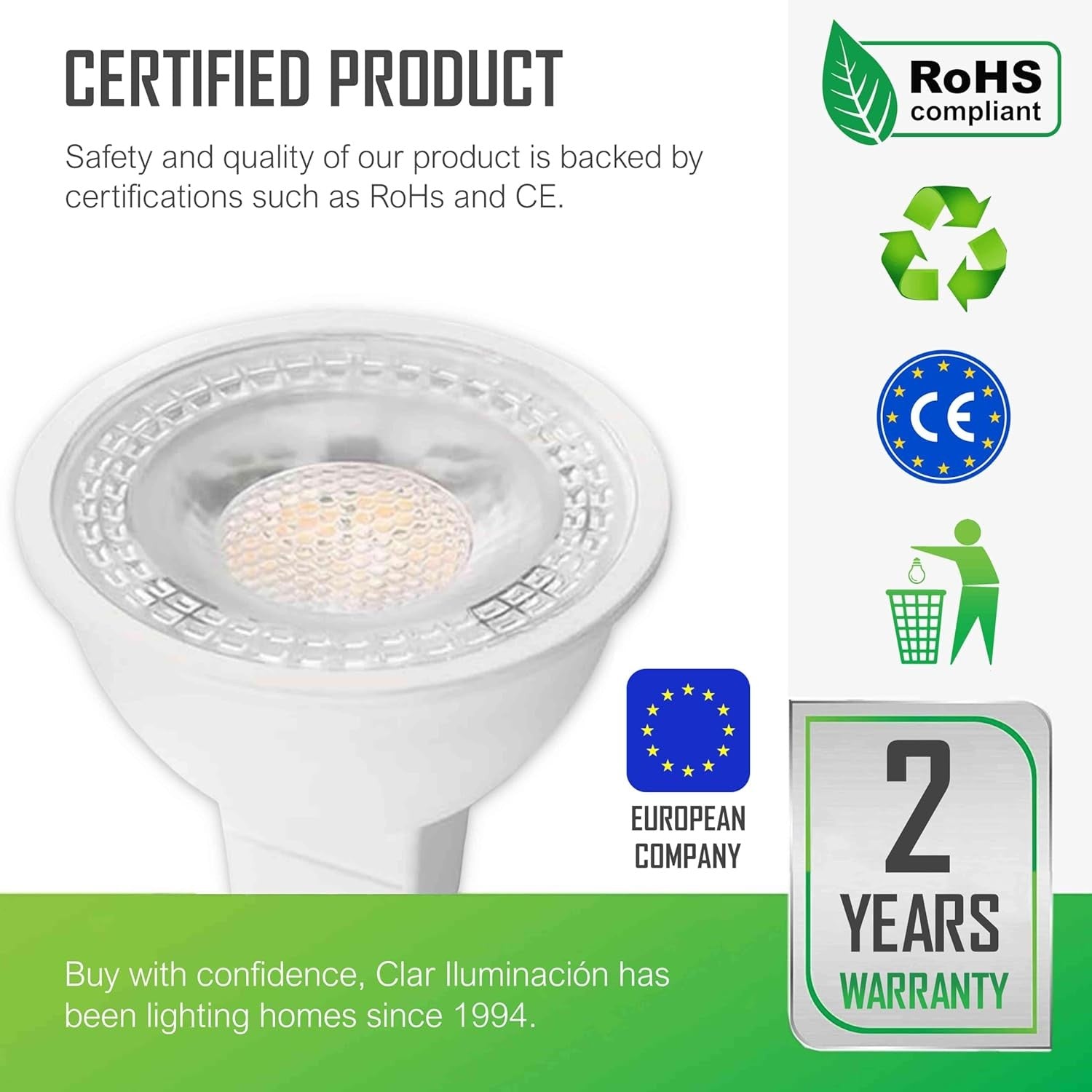 Bombilla LED GU5.3, MR16 LED, 3,5W