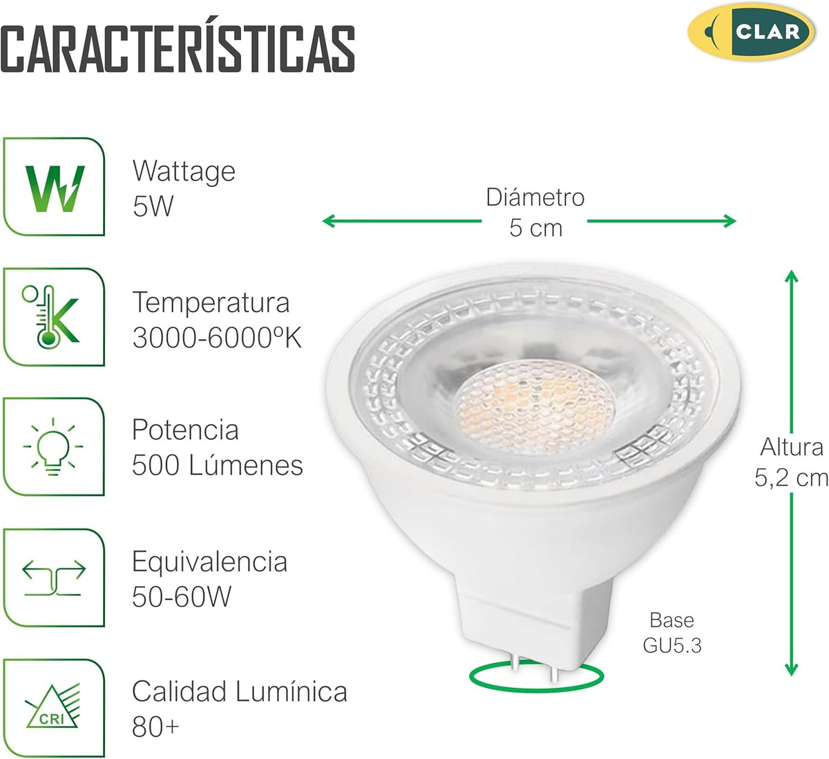 GU5.3 LED Bulb, GU5.3 LED, MR16 LED, 5W