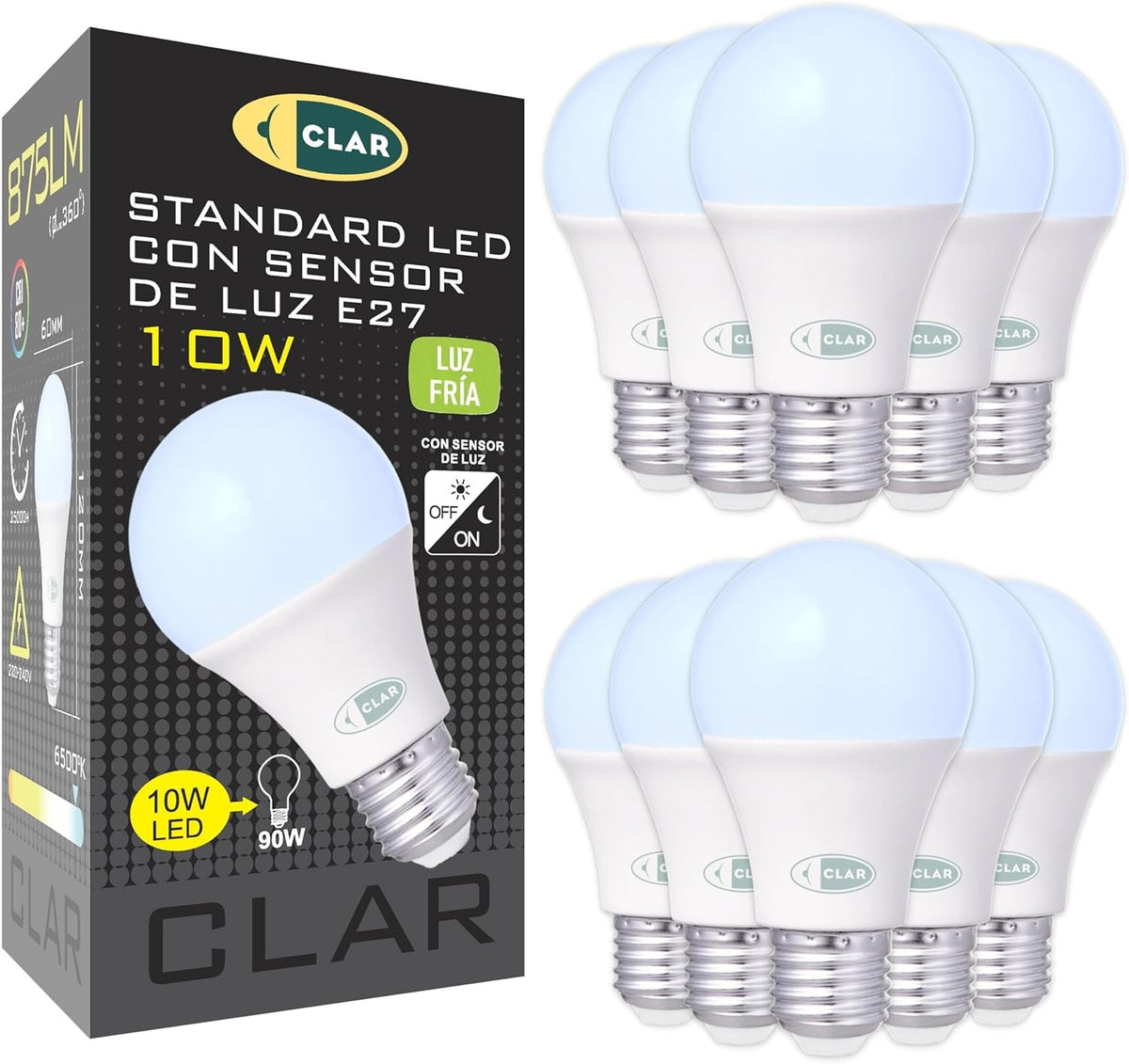 Bombilla LED E27 Sensor Crepuscular 10W