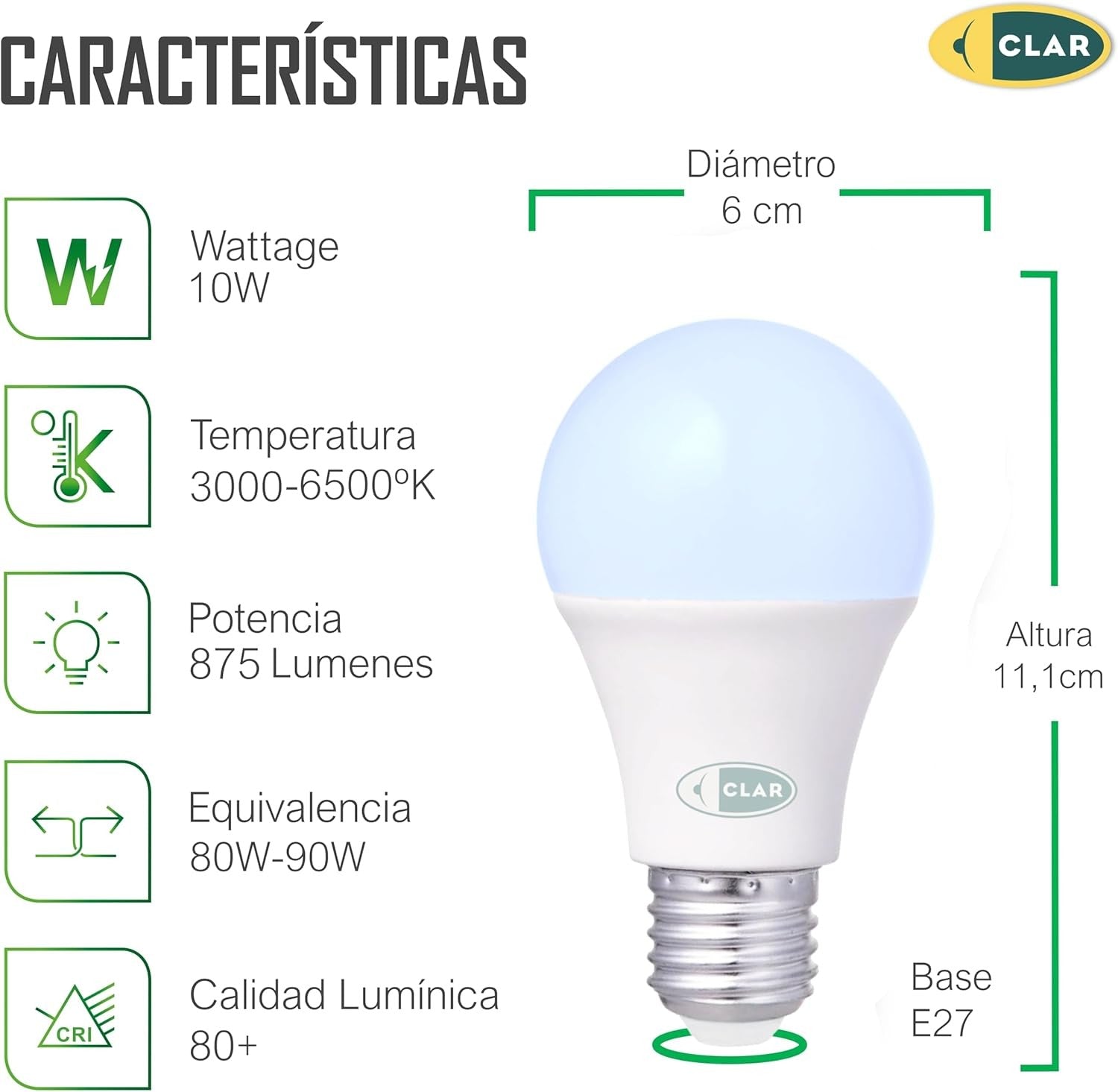Bombilla LED E27 Sensor Crepuscular 10W