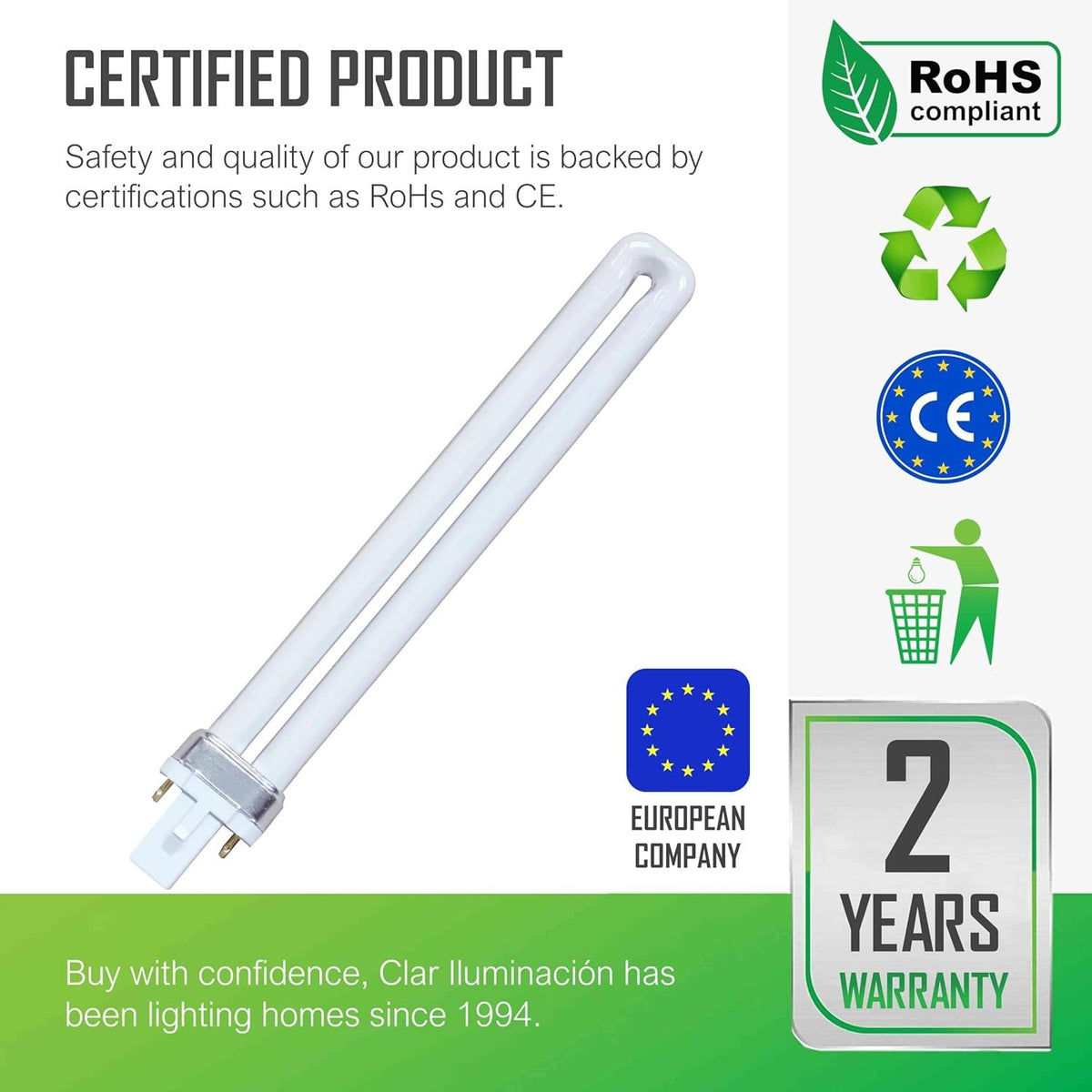 Bombilla Fluorescente Gemini S 11W 2700K G23 Luz Blanca Cálida