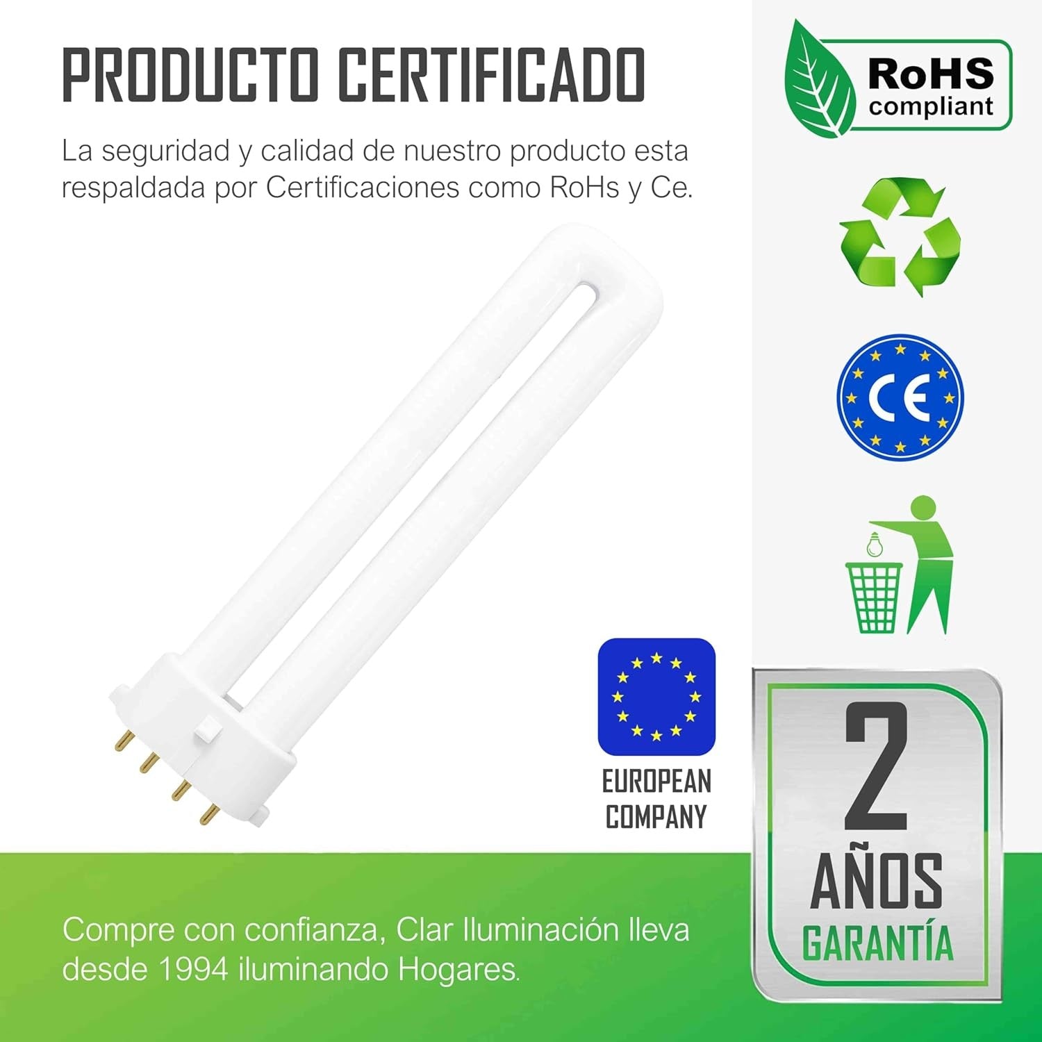 Bombilla Fluorescente Gemini S/E 9W 2G7