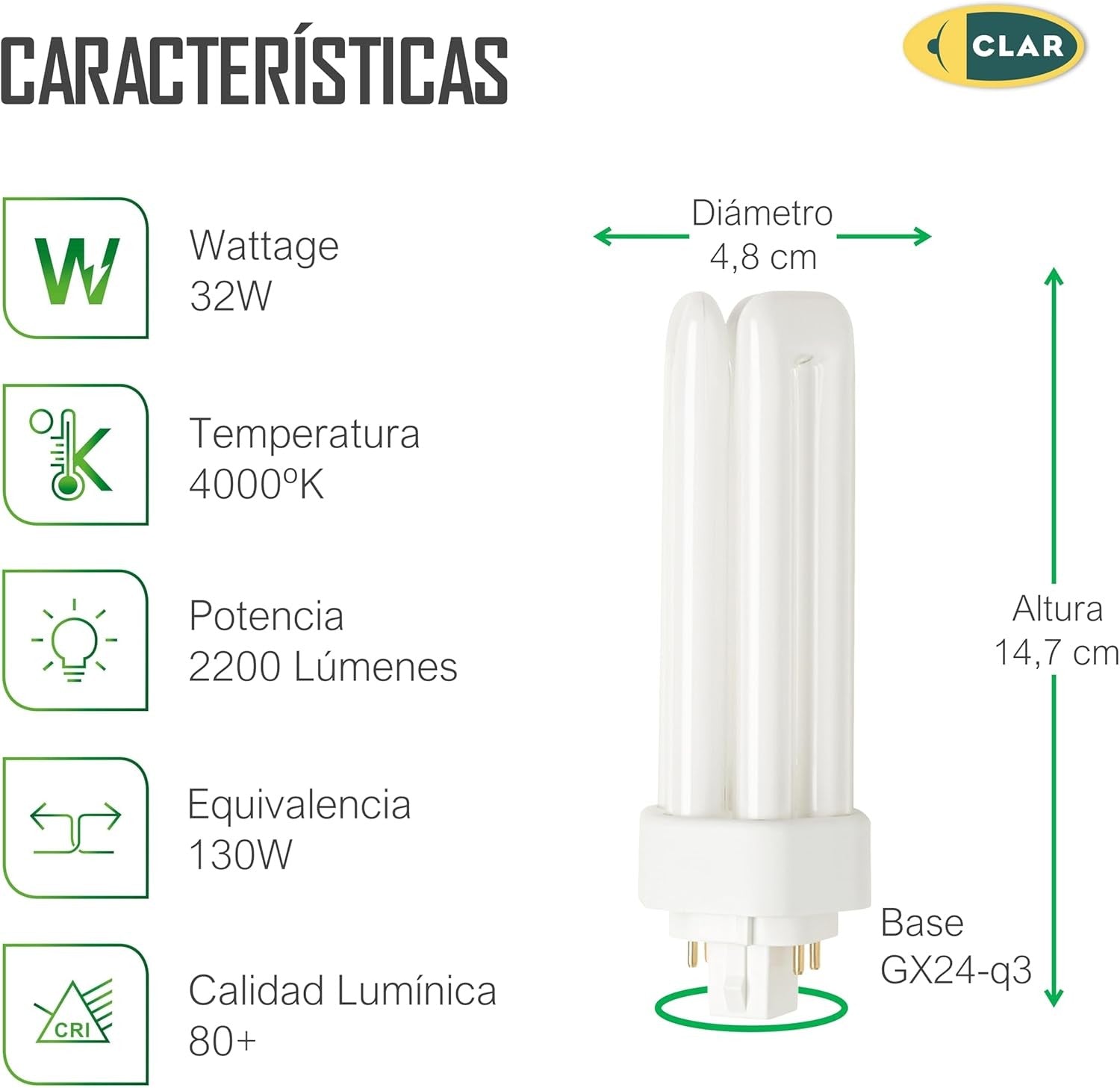 Bombilla Fluorescente Gemini T/E 32W GX24q-3