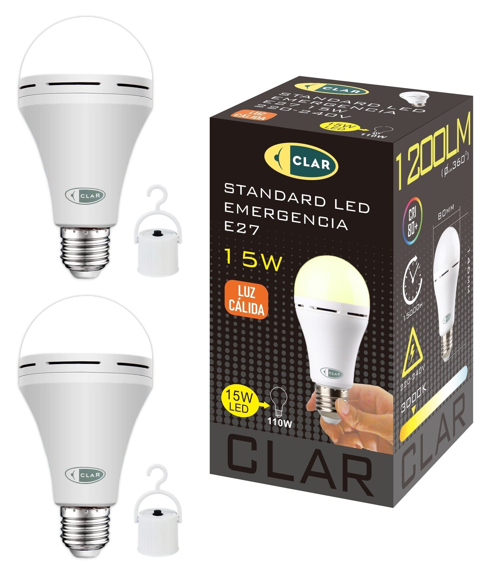 CLAR - Ampoule Rechargeable, Ampoule LED de Emergencia