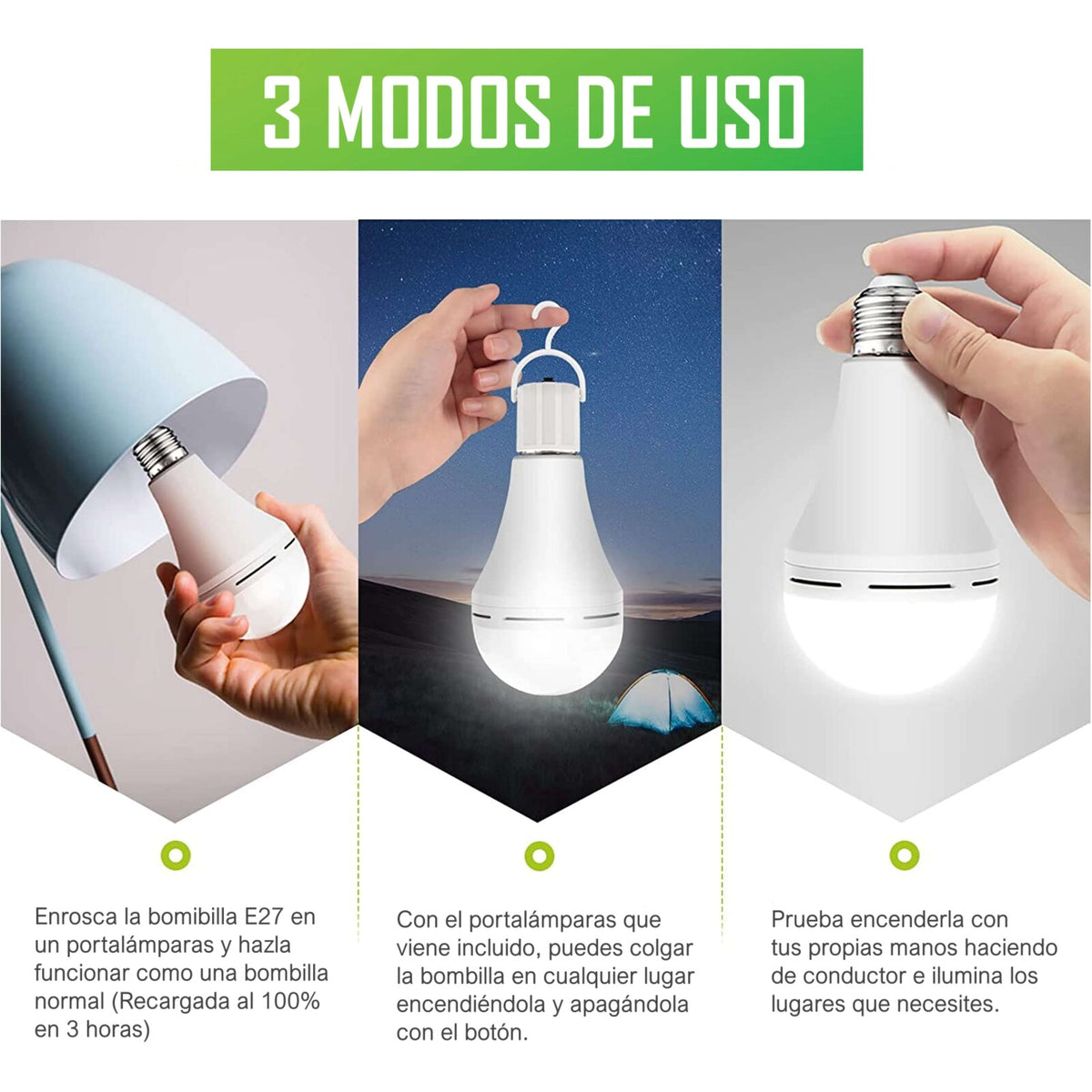 CLAR - Ampoule Rechargeable, Ampoule LED de Emergencia