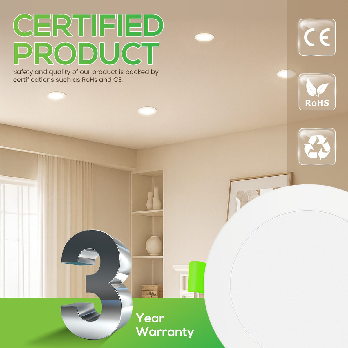 Downlight Regulable CCT Blanco 5W Corte 68-78mm 110°