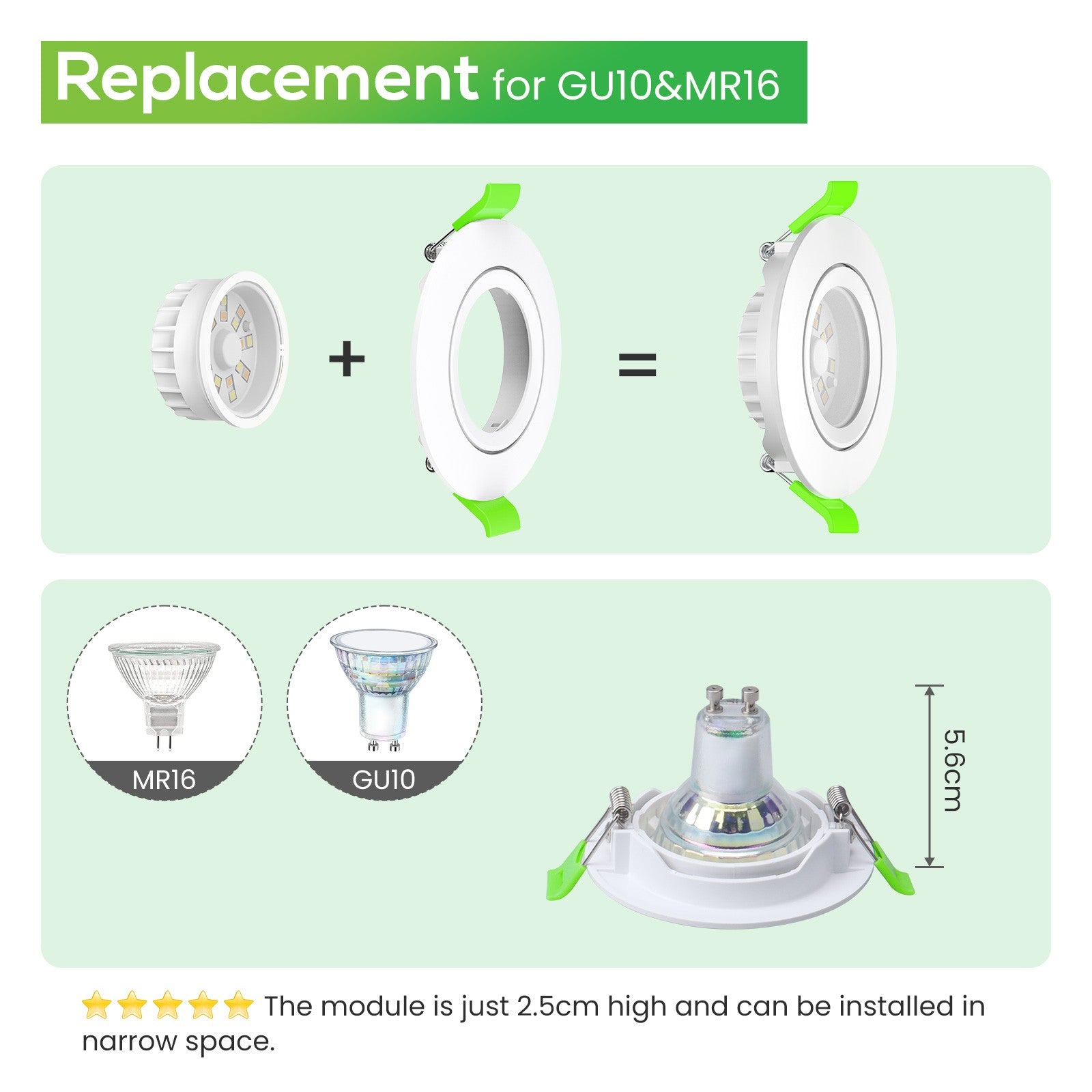 Aro Downlight Dirigible Regulable CCT Blanco 6W Ø75-78mm 110º