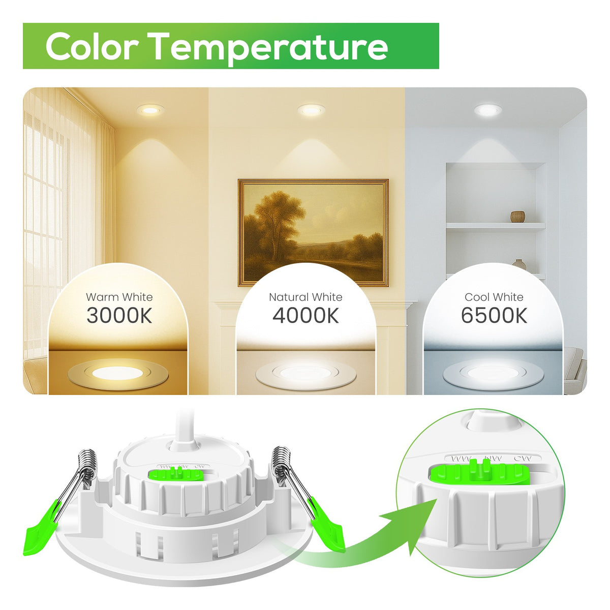 Aro Downlight Dirigible Regulable CCT Niquel 6W Ø75-78mm 110º