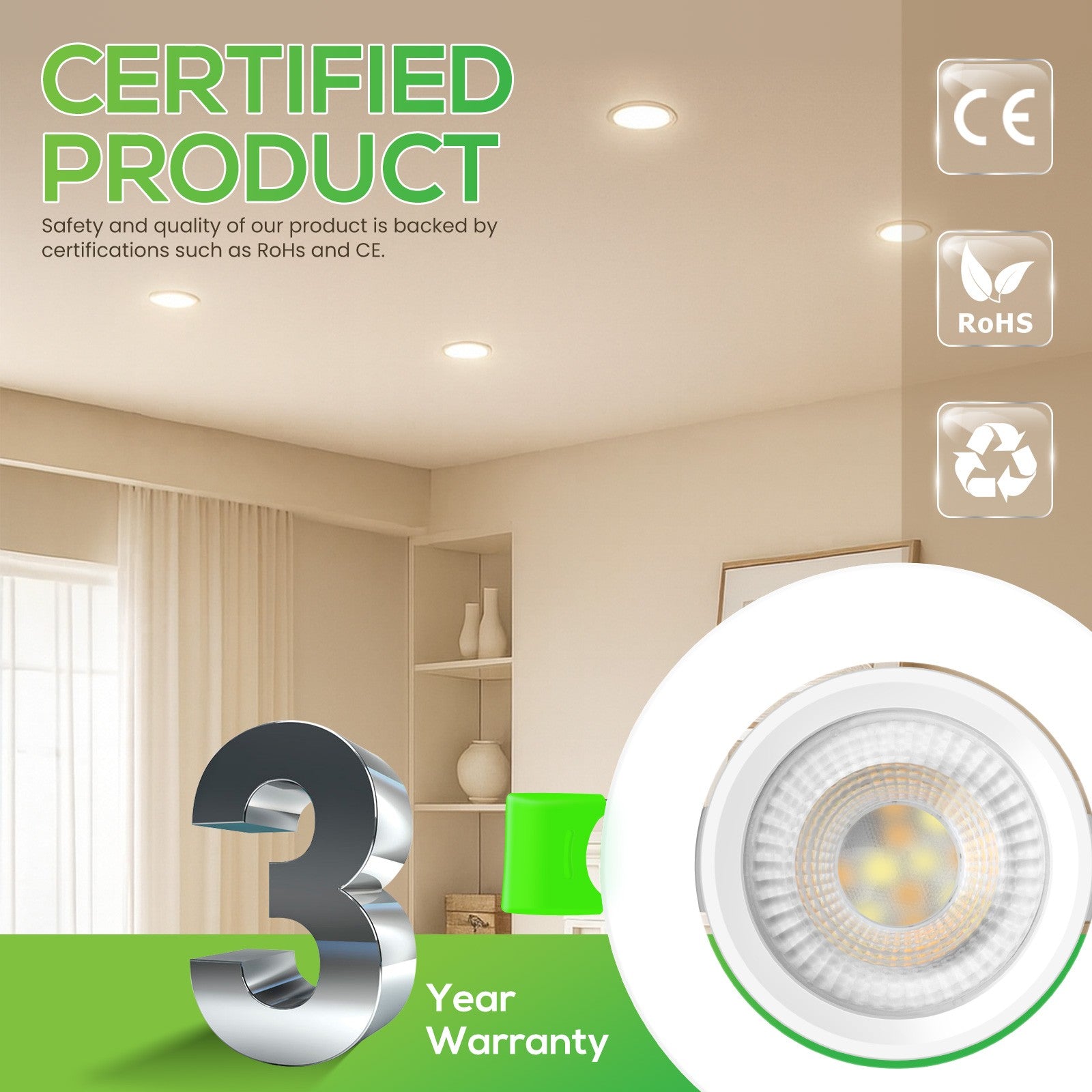 Aro Downlight Dirigible Regulable CCT Blanco 6W Ø75-78mm 38º