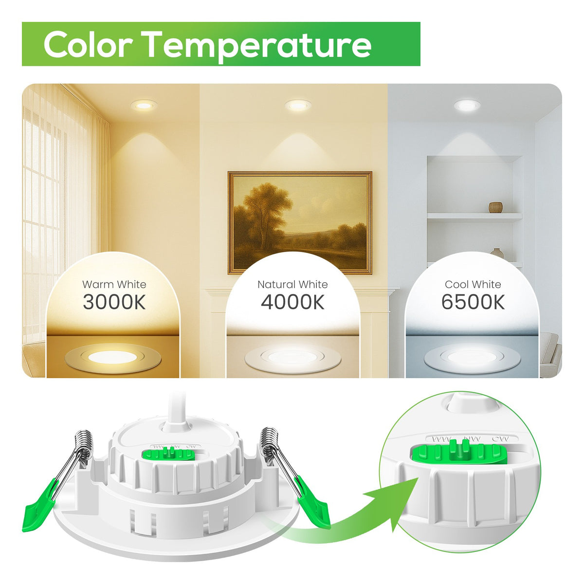 Aro Downlight Dirigible Regulable CCT Niquel 6W Ø75-78mm 38º