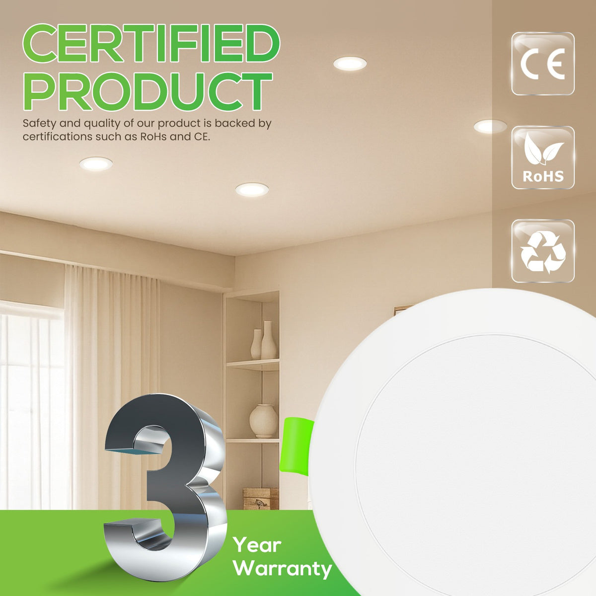 Downlight Regulable CCT Blanco 10W Corte 125-135mm 110°