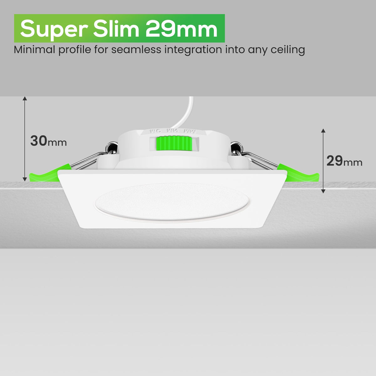 Dimmable CCT Square Downlight Nickel 7W Cut-out Ø66-75mm 110º