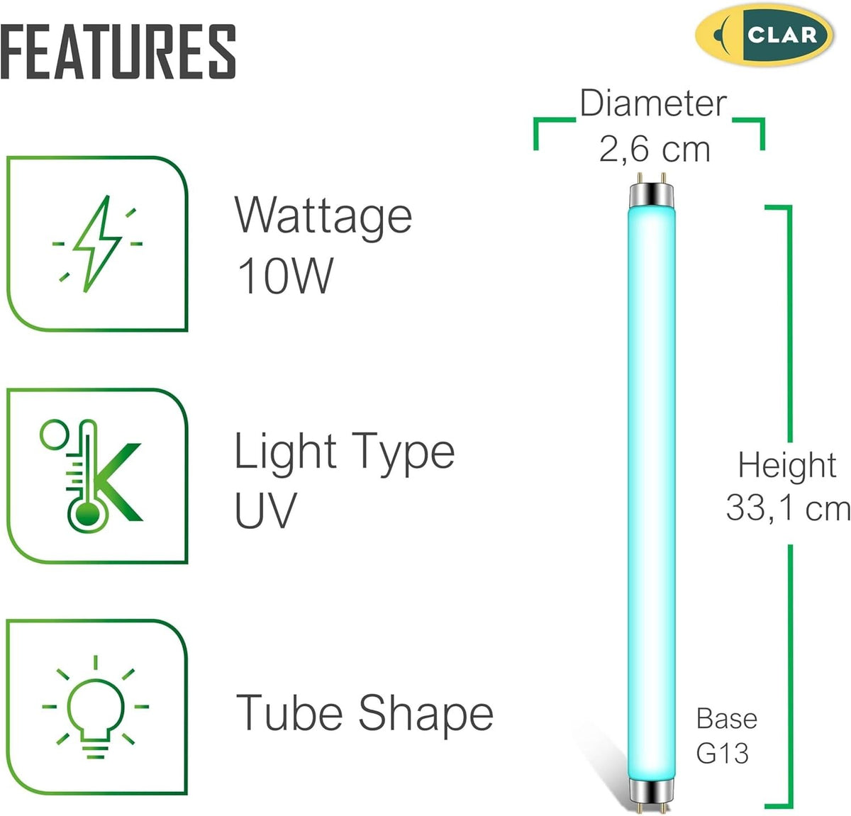 Tubos Fluorescentes UV Antimosquitos, Luz Ultravioleta Exterior, 10W T8