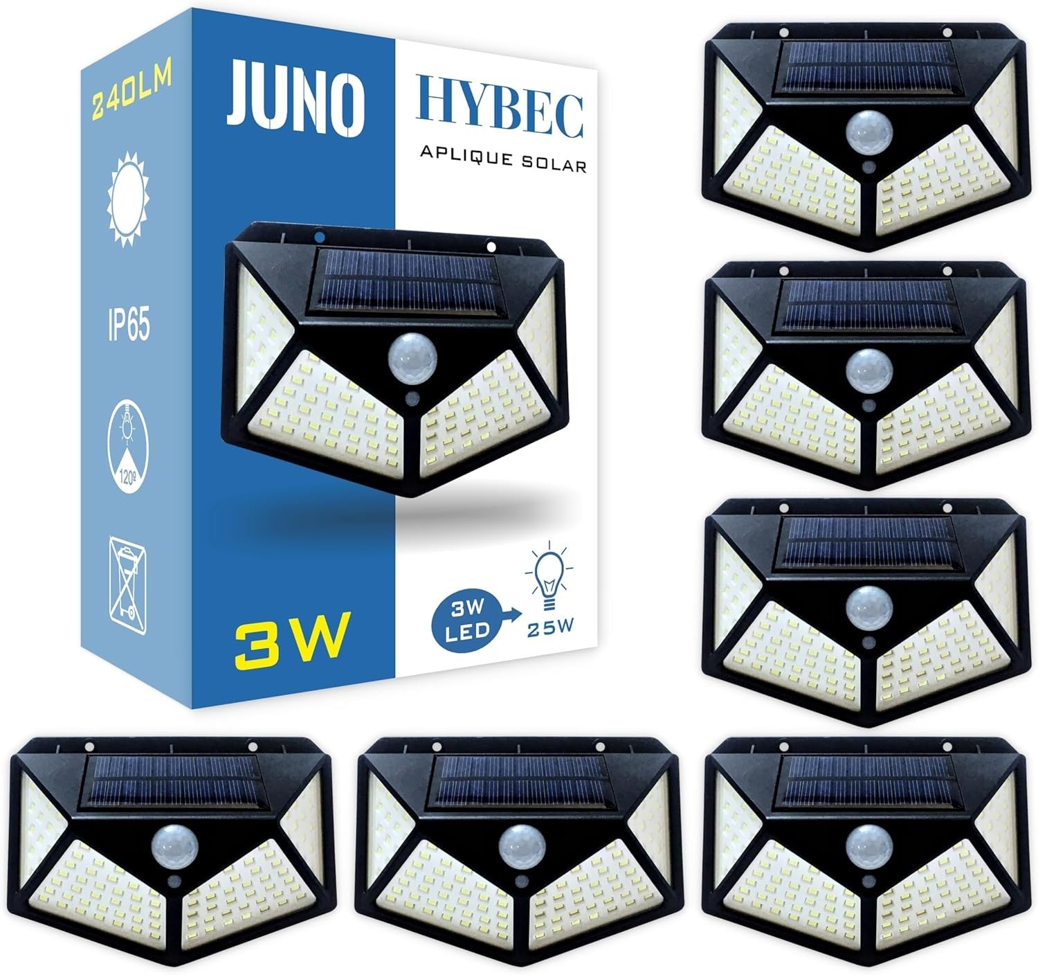 JUNO IP65 3W 300LM SOLAR WALL LIGHT WITH DETECTOR