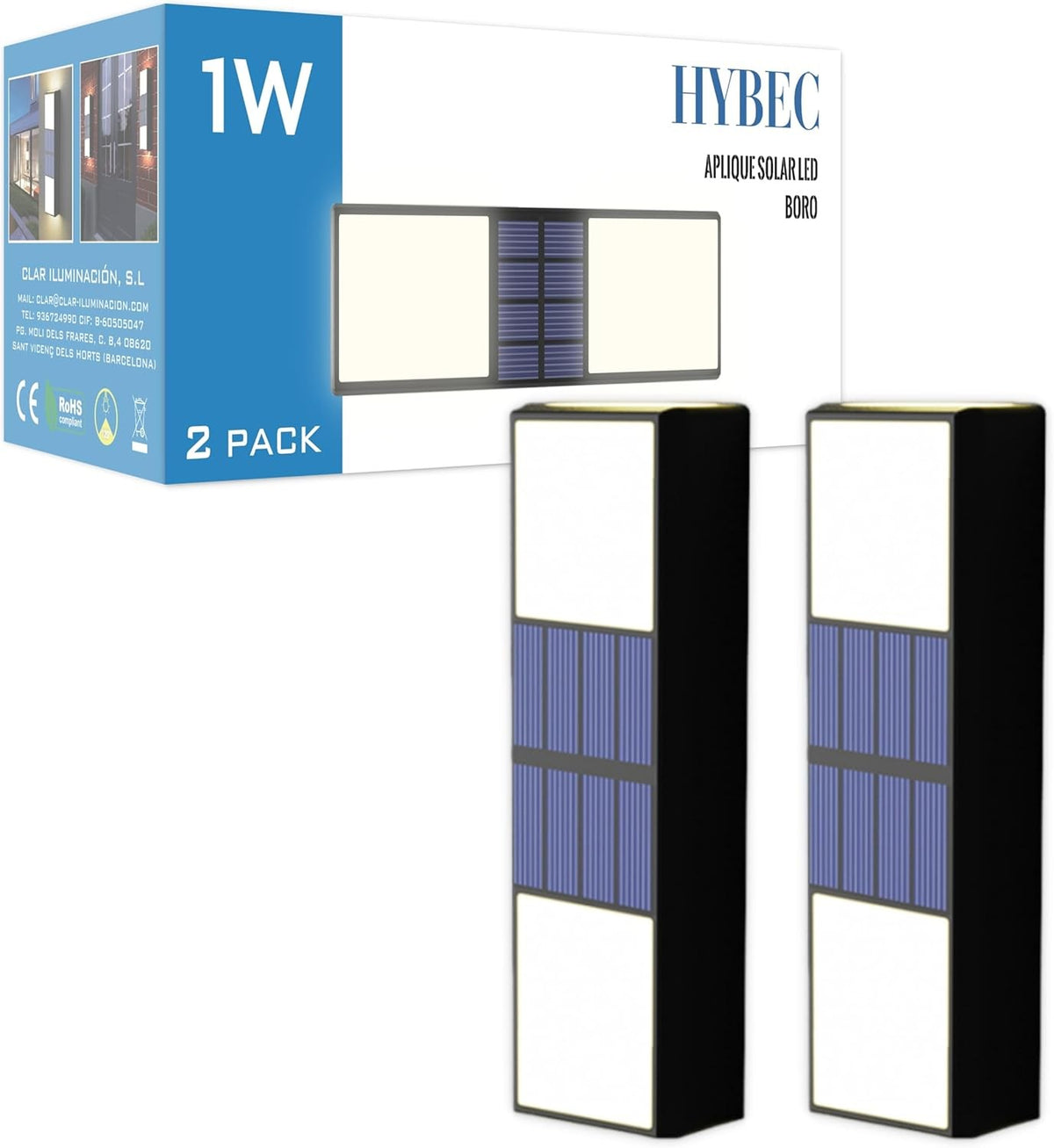 HYBEC - Aplique Solar Exterior Pared Boro