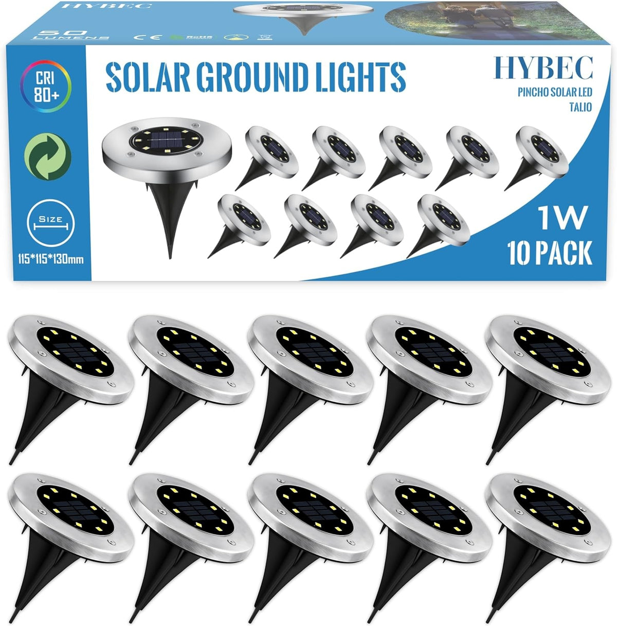 HYBEC-Luz Solar Jardín Suelo, Luces Solares Suelo