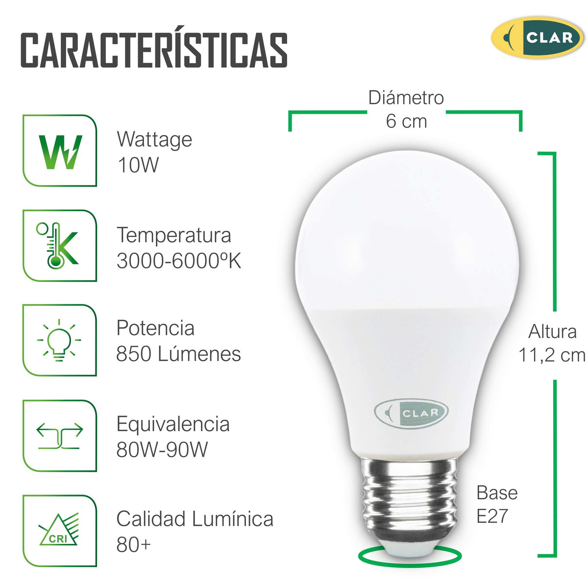 Bombilla LED E27 10W, Bombilla E27