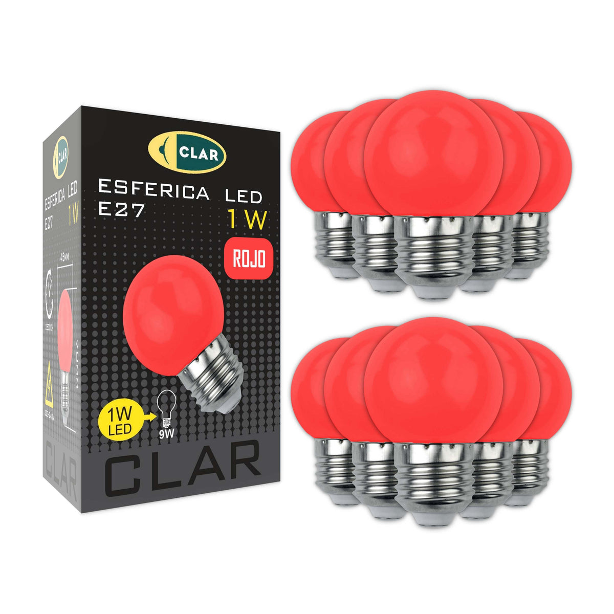 ESFERICA LED E27 1W 230V ROJA