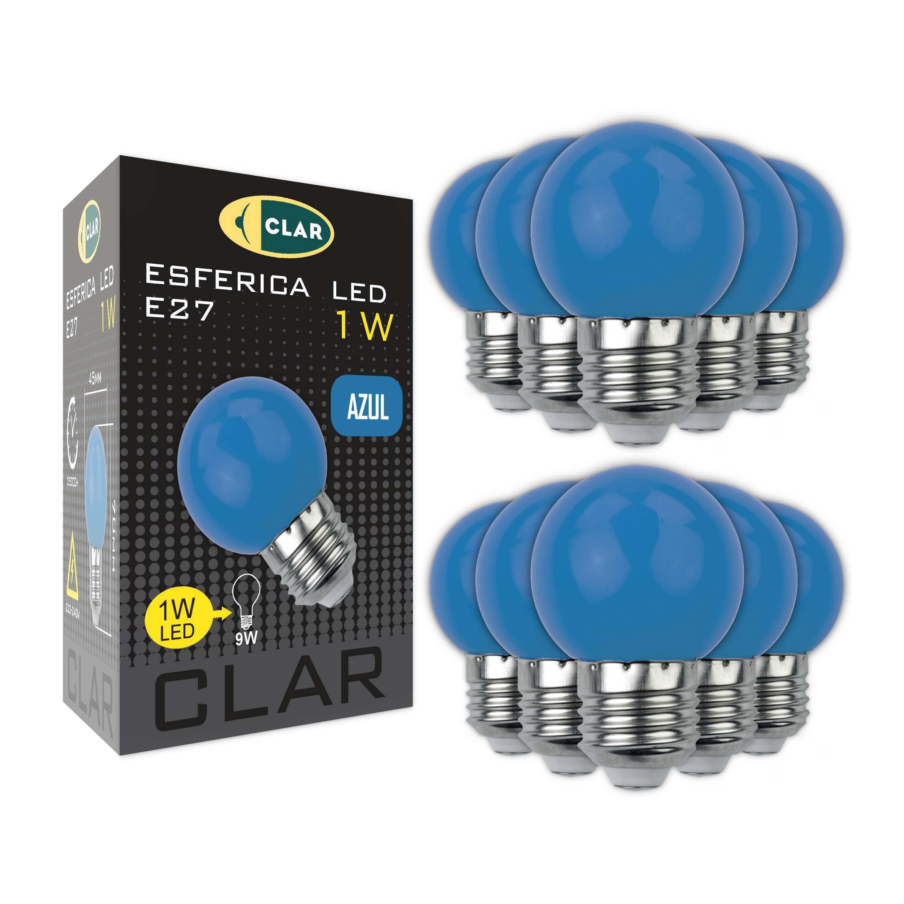 ESFERICA LED E27 1W 230V AZUL