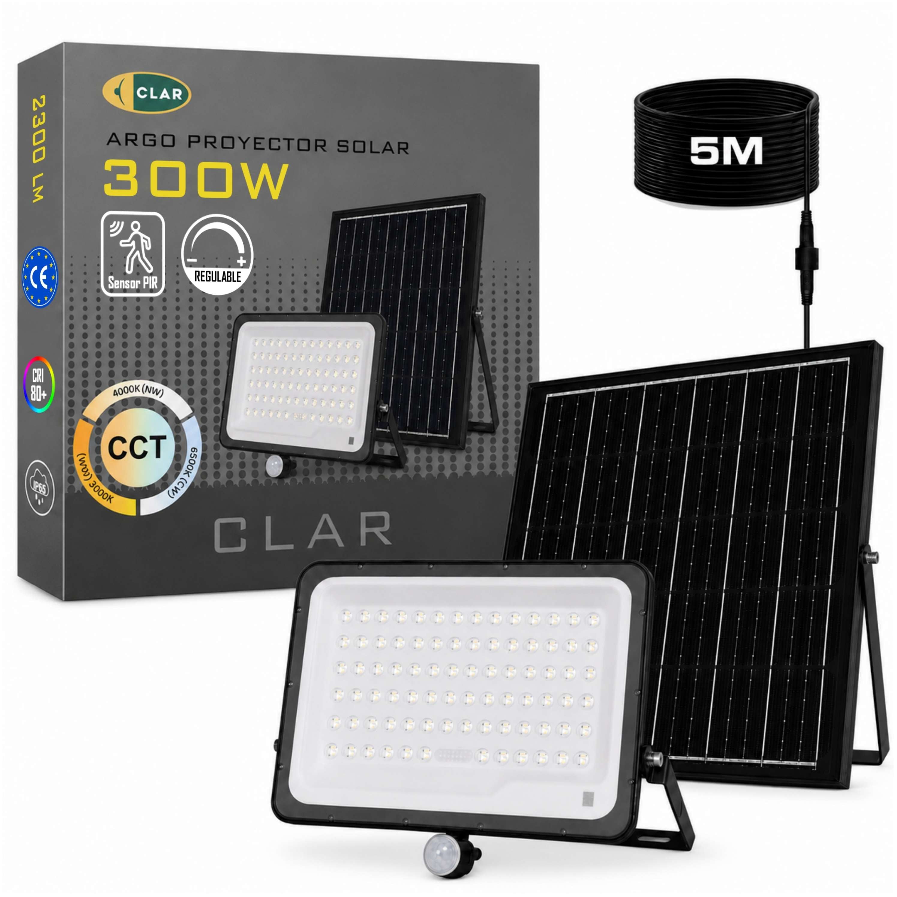 Luci Solari LED Esterno Giardino Luce Con Sensore De Movimento, Faretto Solare Esterno, Telecomando a Distancia Incluso, 300W