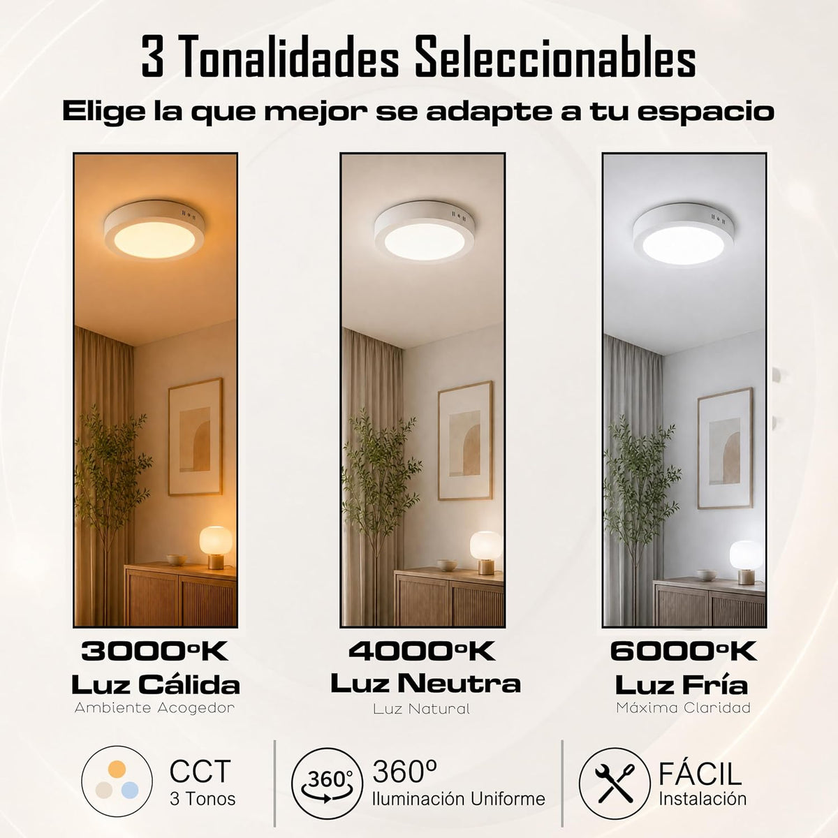 Downlight LED Soffitto Superficie 20W Downlight Superficie, Plafoniera LED, 3 Tonalità