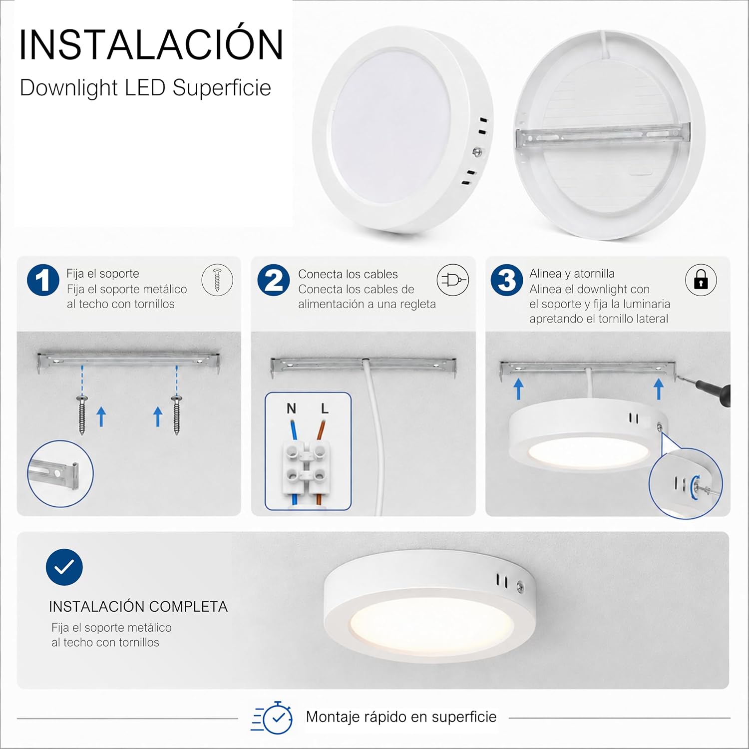 Downlight LED Decke Aufbau 24W, Downlight Aufbau, Deckenleuchte LED, 3 Farbtöne CCT