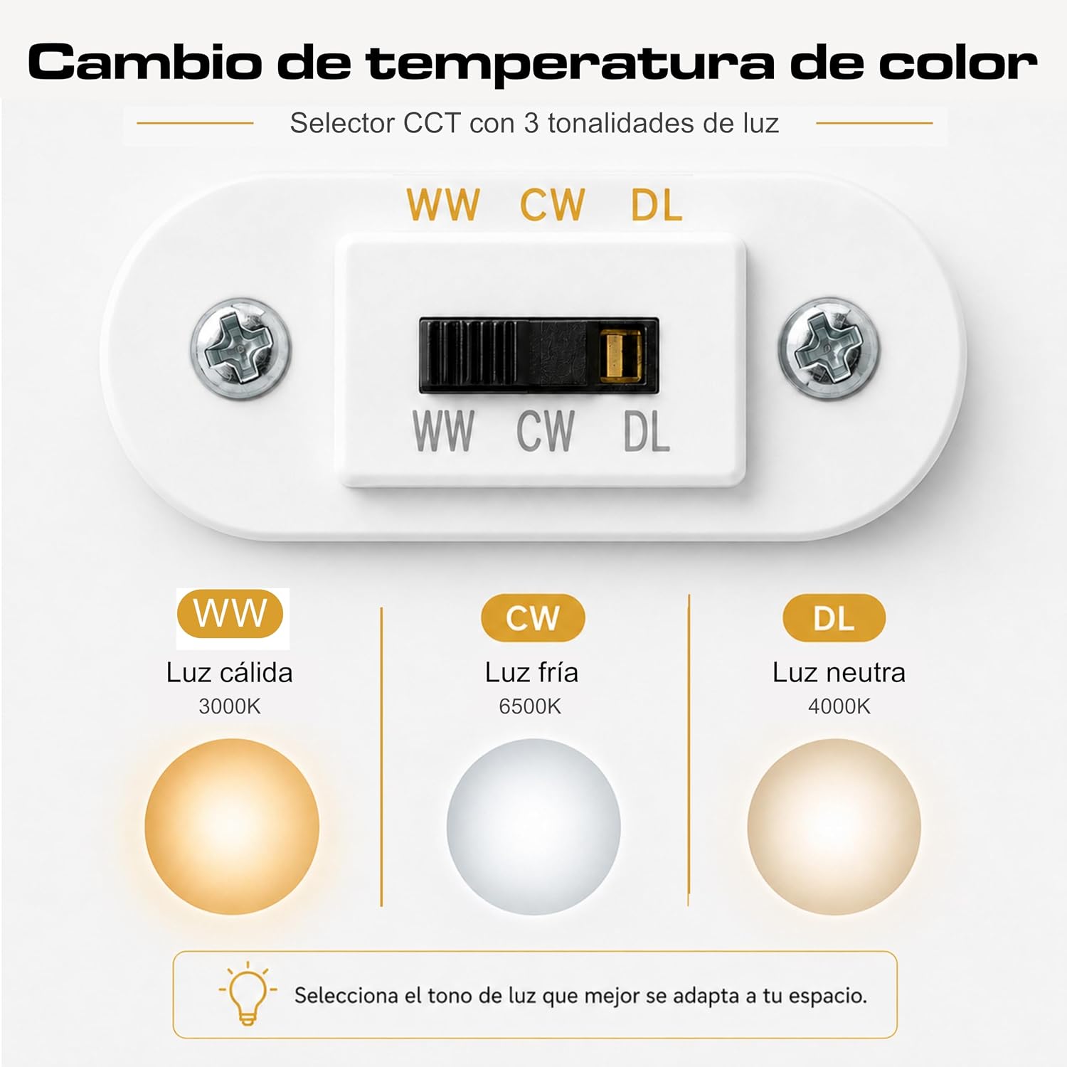 Plafoniera LED Soffitto, Plafoniera LED Soffitto Rettangolare 24W, 3 Tonalità Seleccionables CCT