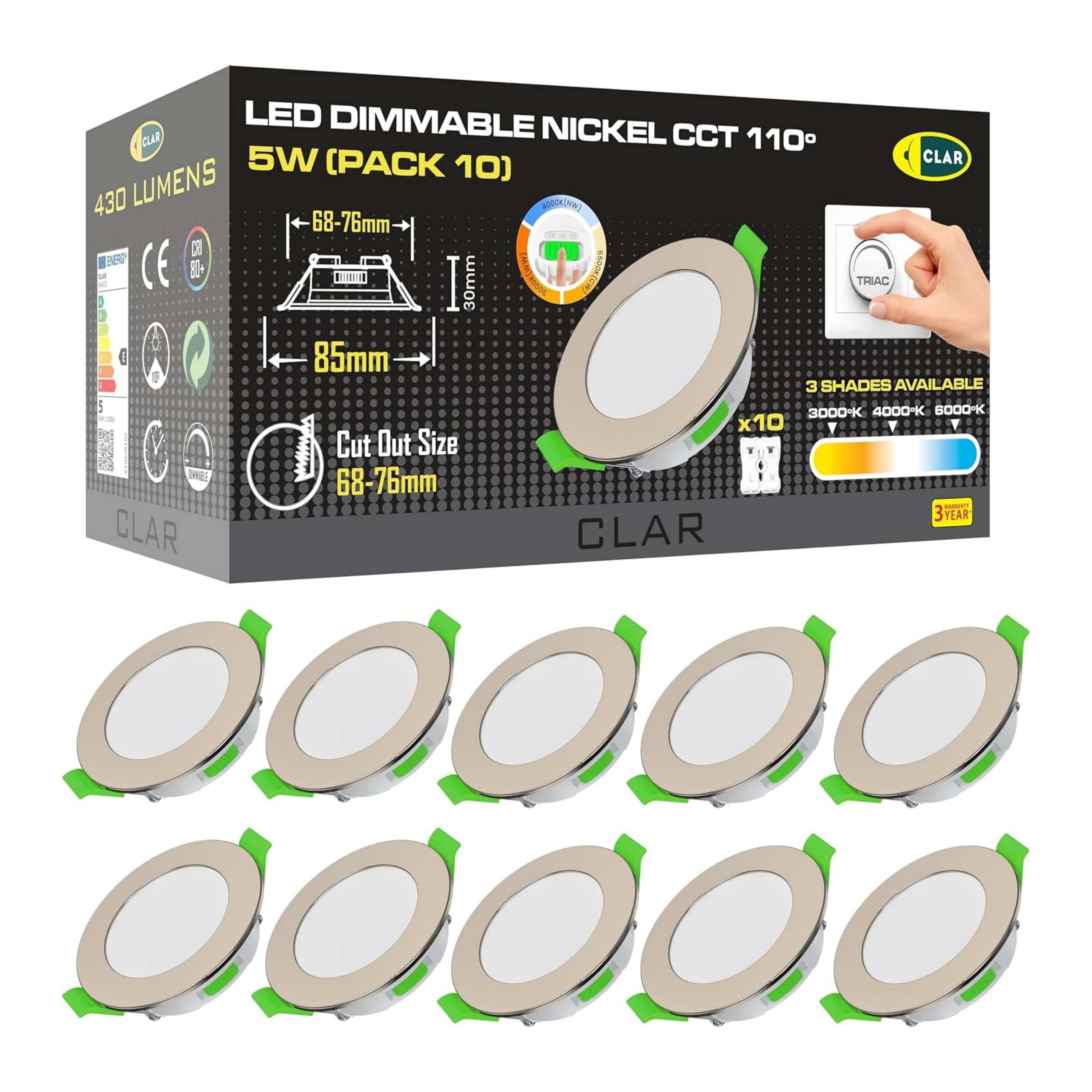 Downlight Regulable CCT Niquel 5W Corte 68-78mm 110°