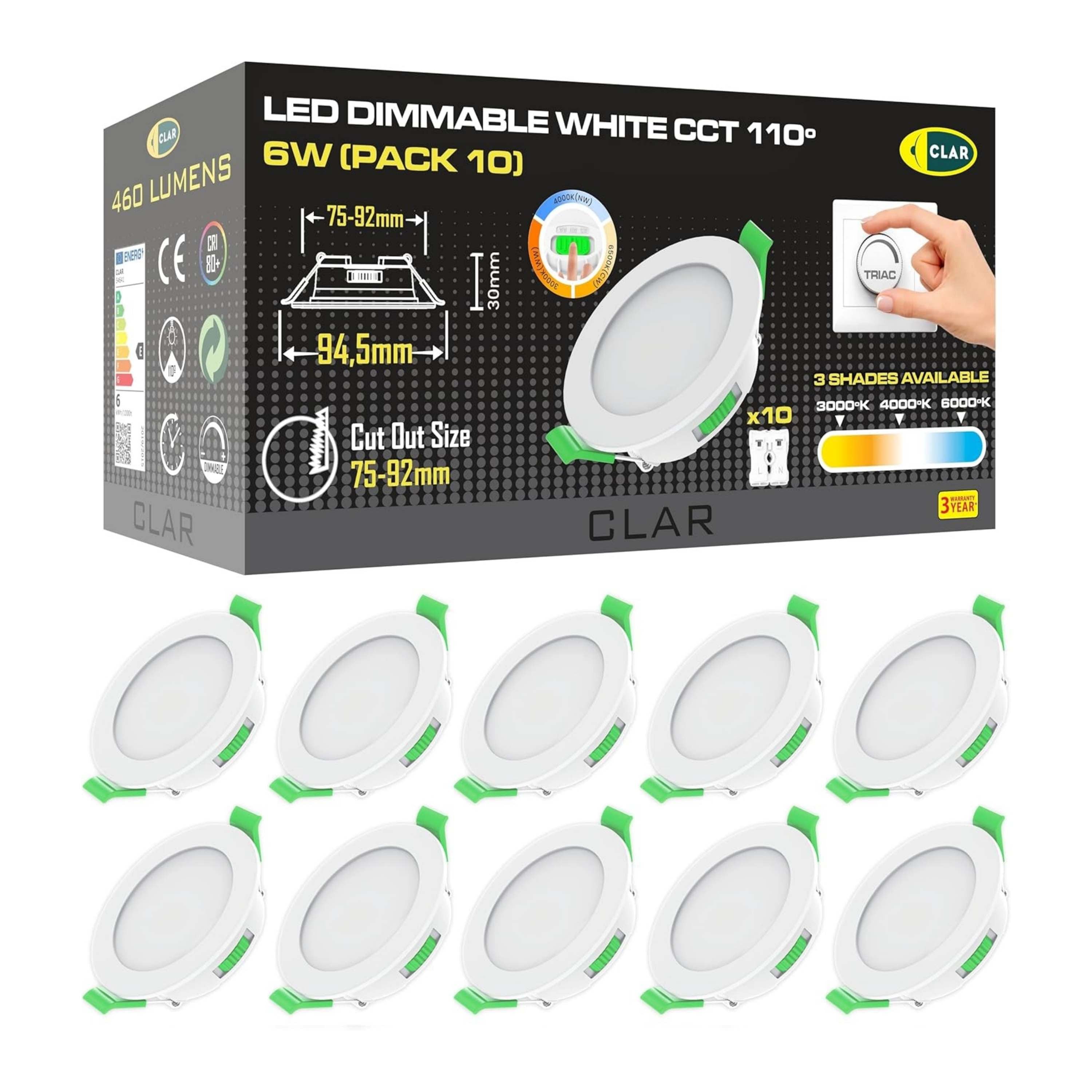 Downlight Regulable CCT Blanco 6W Corte 75-85mm 110°