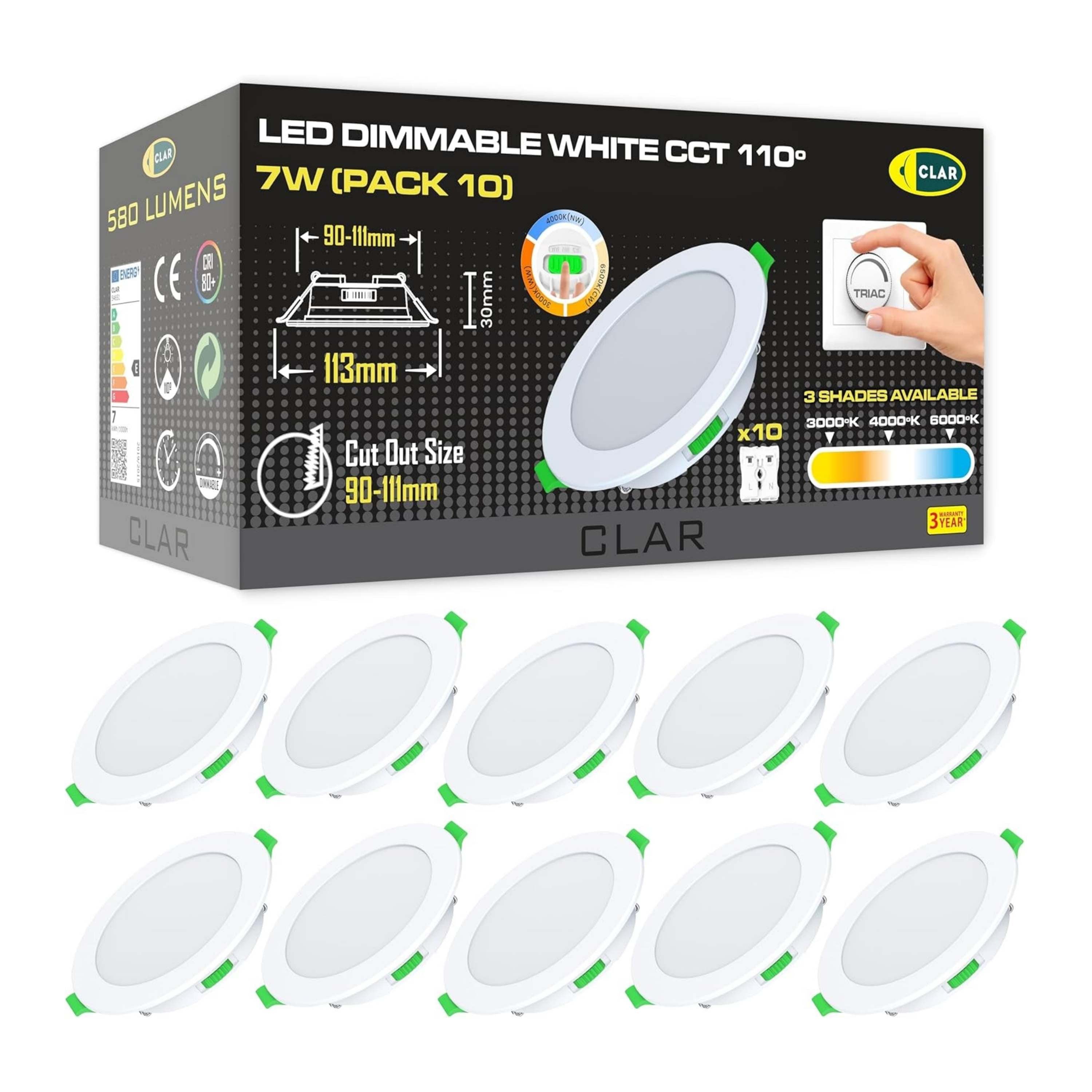 Downlight Regulable CCT Blanco 7W Corte 90-100mm 110°